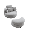39"W Oversized Swivel Chair with moon storage ottoman for Living Room