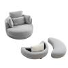 39"W Oversized Swivel Chair with moon storage ottoman for Living Room