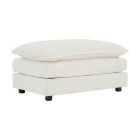 Chenille Fabric Ottomans Footrest to Combine with 2 Seater Sofa, 3 Seater Sofa and 4 Seater Sofa, White Chenille