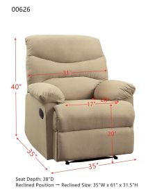 ACME Arcadia Recliner (Motion) in Beige Microfiber 00626
