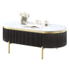 Gorgeous Dark Walnut Finish 1pc Coffee Table White Faux Marble Top Living Room Table W Drawer