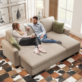 [New]81" Reversible Sectional Couch with Storage Chaise L-Shaped Sofa for Apartment Sectional Set ,Sectional Sofa with Ottoman