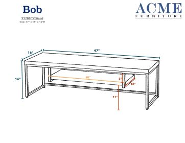 ACME Bob TV Stand in Weathered Oak & Black 91780