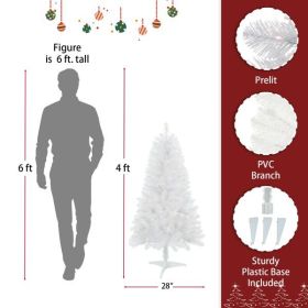 4ft White Artificial Christmas Tree Prelit With Stand ,100 Warm White Led Lights