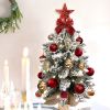 22in Tabletop Christmas Tree with Light Artificial Small Mini Red Christmas Decoration with Flocked Snow