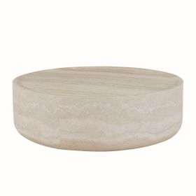 35.43'' Faux MARS Pattern Coffee Tables for Living Room Round Tea Faux Travertine Textured table for Living Room, No Need Assembly.