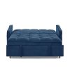 Loveseats Sofa Bed with Pull-out Bed,Adjsutable Back and Two Arm Pocket,TypeC and USB Charging with Copper nail,Blue (47"x53"x31")