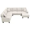 [VIDEO provided] [New] 108*85.5" Modern U Shape Sectional Sofa, 7 Seat Fabric Sectional Sofa Set with 3 Pillows Included for Living Room, Apartment