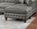Slate Gray Breathable Leatherette 4pc Sectional Set 2x Reversible Loveseat / Chaise and 2x Ottomans Tufted Couch Pillows