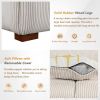 103.9" Modern Couch Corduroy Fabric Comfy Sofa with Rubber Wood Legs, 4 Pillows for Living Room, Bedroom, Office, Beige