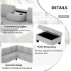 Orisfur. Sectional Corner Sofa L-shape Couch Space Saving with Storage Ottoman & Cup Holders Design for Large Space Dorm Apartment,Light Grey