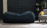 Jasper Traditional 8 Foot Cylindrical Suede Bean Bag, Black