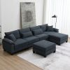 [VIDEO provided][New]Wide Seat Corduroy Modular Sectional Sofa Bed,Sleeper Couch Set with Armrest Pillow,6 Seat Free Combination Sofa with Ottomans