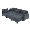 [VIDEO provided][New]Wide Seat Corduroy Modular Sectional Sofa Bed,Sleeper Couch Set with Armrest Pillow,6 Seat Free Combination Sofa with Ottomans