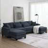 [VIDEO provided][New]Wide Seat Corduroy Modular Sectional Sofa Bed,Sleeper Couch Set with Armrest Pillow,6 Seat Free Combination Sofa with Ottomans