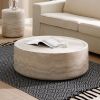 35.43'' Faux MARS Pattern Coffee Tables for Living Room Round Tea Faux Travertine Textured table for Living Room, No Need Assembly.