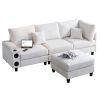 104''x65'' Modern Sectional Deep Seat Sofa with wireless Charging,USB Charging Port,Bluetooth Speaker,4seat Boucle Modular Couch with2pcs toss pillows
