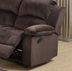 Comfortable Motion Sofa 1pc Couch Living Room Furniture Chocolate Padded Suede Plush Cushion Metal Reclining