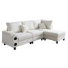 104''x65'' Modern Sectional Deep Seat Sofa with wireless Charging,USB Charging Port,Bluetooth Speaker,4seat Boucle Modular Couch with2pcs toss pillows