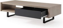 1pc Beautiful Natural Wood Finish Mid-Century Modern 1 Drawer Living Room Coffee Table Light Fawn Color Metal Legs