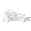 Sectional Sofa Comfy Corduroy Couch for Living Room with Pillows and Round Armrests