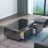 Modern Smart Coffee Table with Built-in Fridge, Bluetooth Speaker, Wireless Charging Module, Touch Control Panel, Power Socket, USB Interface