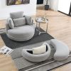 39"W Oversized Swivel Chair with moon storage ottoman for Living Room
