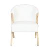 Modern Accent Chair with White Upholstery and Solid Wood Frame, Minimalist Lounge Chair for Living Room, Bedroom, or Office