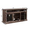 Contemporary TV Media Stand Modern Entertainment Console with 18" Fireplace Insert for TV Up to 65" with Open and Closed Storage Space, Brown