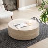35.43'' Faux MARS Pattern Coffee Tables for Living Room Round Tea Faux Travertine Textured table for Living Room, No Need Assembly.