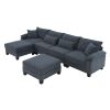 [VIDEO provided] [New] 133*65" Corduroy Modular Sectional Sofa,U Shaped Couch with Armrest Bags,6 Seat Freely Combinable Sofa Bed