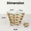 Stainless Steel Tempered Glass Coffee Table Living Room Gold Table Set of 2