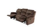 Comfortable Motion Sofa 1pc Couch Living Room Furniture Chocolate Padded Suede Plush Cushion Metal Reclining