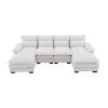 [VIDEO provided][New]109.8*55.9" Modern U-shaped Sectional Sofa with Waist Pillows,6-seat Upholstered Symmetrical Sofa Furniture