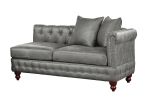 Slate Gray Breathable Leatherette 4pc Sectional Set 2x Reversible Loveseat / Chaise and 2x Ottomans Tufted Couch Pillows