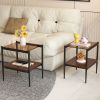 Coffee Table and End tables Set of 3, Tempered Glass Table with MDF layer, Modern Tables for Living Room , Brown Glass
