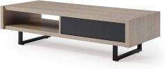 1pc Beautiful Natural Wood Finish Mid-Century Modern 1 Drawer Living Room Coffee Table Light Fawn Color Metal Legs