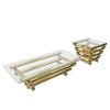 Stainless Steel Tempered Glass Coffee Table Living Room Gold Table Set of 2
