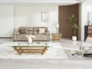 Stainless Steel Tempered Glass Coffee Table Living Room Gold Table Set of 2