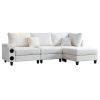 104''x65'' Modern Sectional Deep Seat Sofa with wireless Charging,USB Charging Port,Bluetooth Speaker,4seat Boucle Modular Couch with2pcs toss pillows