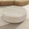 35.43'' Faux MARS Pattern Coffee Tables for Living Room Round Tea Faux Travertine Textured table for Living Room, No Need Assembly.