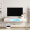 Floating TV Stand Wall Mounted with 16 Color LEDs,63" Modern TV Stand,Floating TV Cabinet Entertainment Center for 55 60 65 Inch TV,White