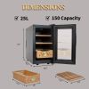 25L Cigar Humidors with Cooling and Heating Function , 150Counts Capacity Cigar Humidor Humidifiers with Constant Temperature Controller