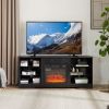TV Stand Electric Fireplace TV Stand with Glass Shelves