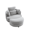 39"W Oversized Swivel Chair with moon storage ottoman for Living Room