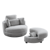 39"W Oversized Swivel Chair with moon storage ottoman for Living Room