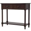 TREXM Daisy Series Console Table Traditional Design with Two Drawers and Bottom Shelf (Espresso)