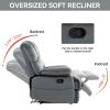Large Manual Recliner Chair in Fabric for Living Room, Grey