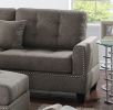 Modern Coffee Color 3pcs Sectional Living Room Furniture Reversible Chaise Sofa And Ottoman Tufted Polyfiber Linen Like Fabric Cushion Couch Pillows