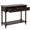 TREXM Daisy Series Console Table Traditional Design with Two Drawers and Bottom Shelf (Espresso)